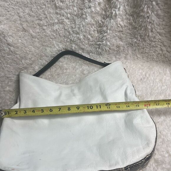 ARCADIA made in Italy White Genuine Leather Satchel Snake skin print accent. - Picture 12 of 16